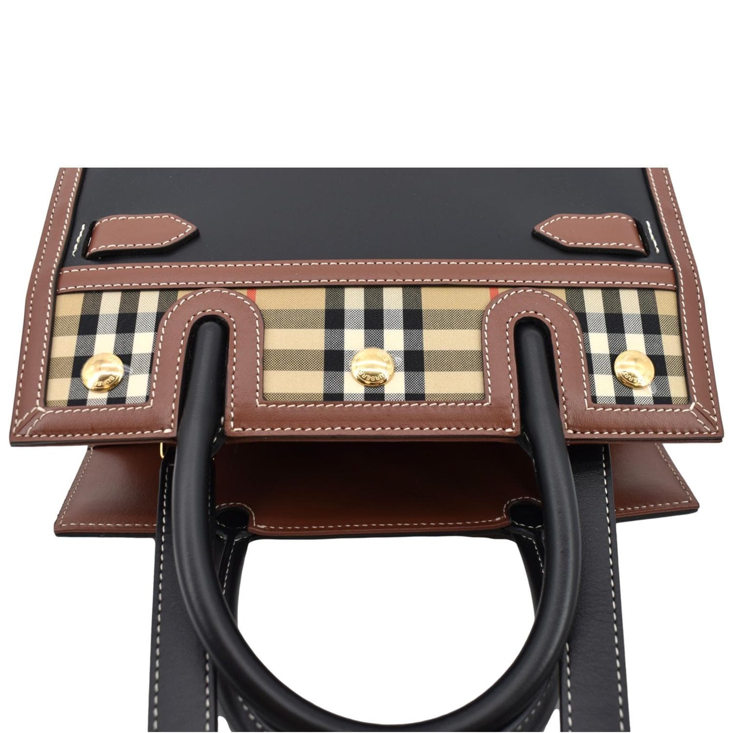 BURBERRY Mini Title Vintage Canvas Leather Two Handle Shoulder Bag Black