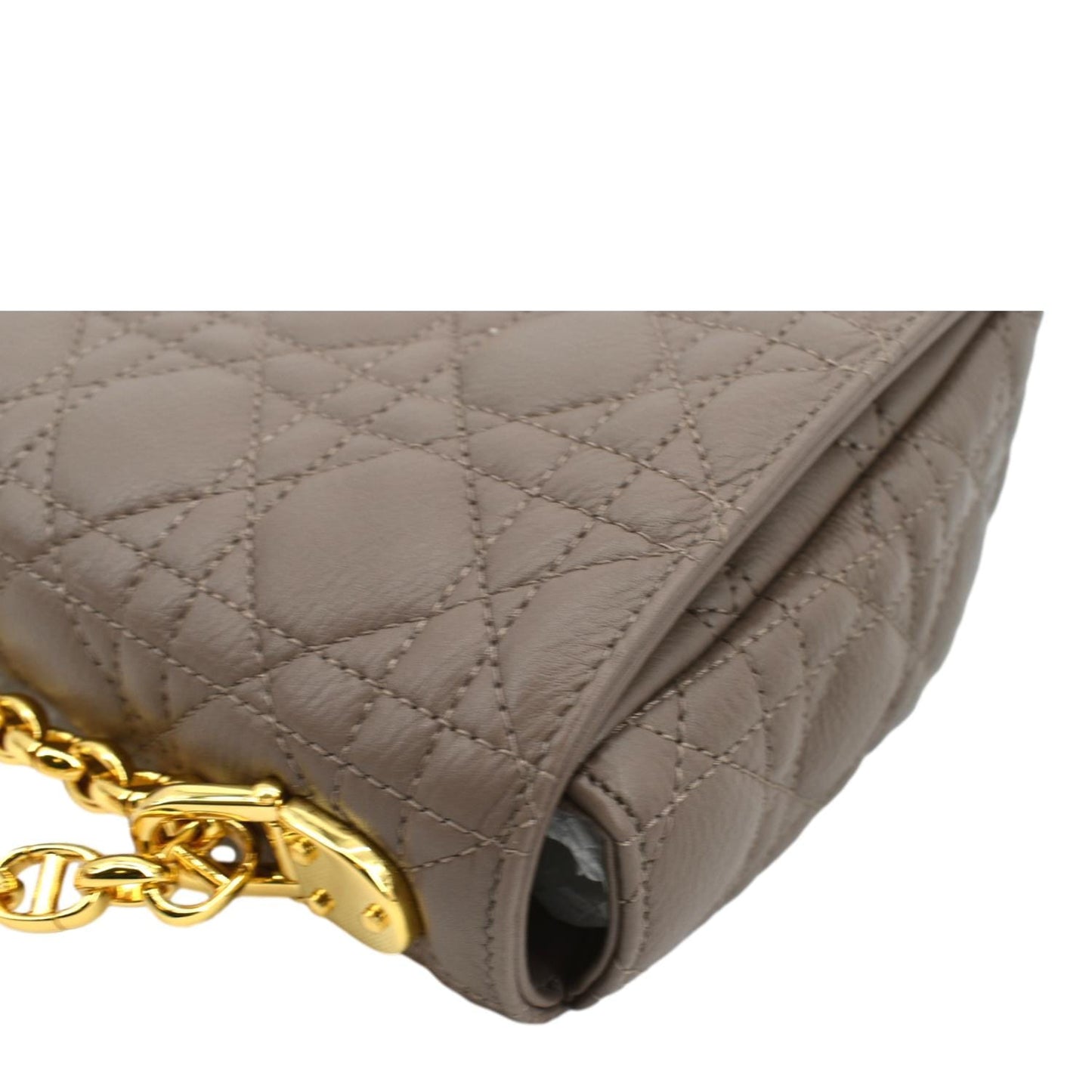 CHRISTIAN DIOR Caro Iridescent Leather Shoulder Bag Metallic Pink