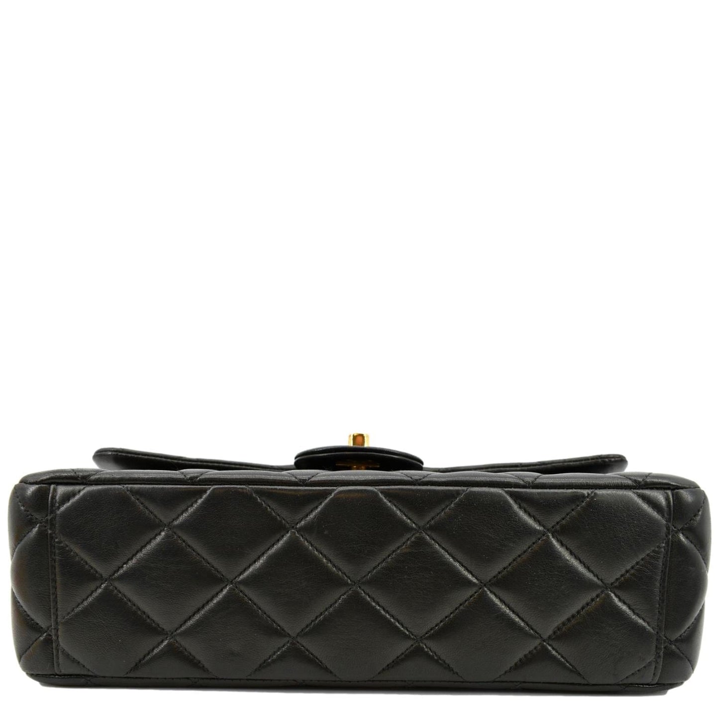 CHANEL Vintage Flap Quilted Leather Shoulder Bag Black