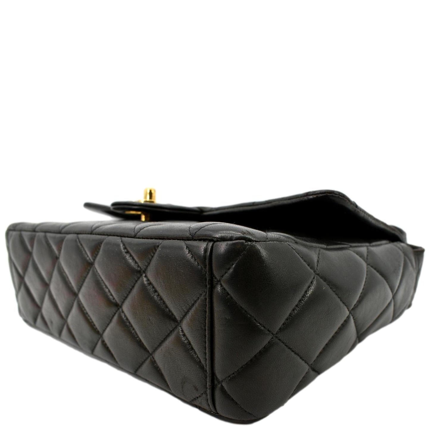 CHANEL Vintage Flap Quilted Leather Shoulder Bag Black