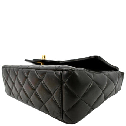 CHANEL Vintage Flap Quilted Leather Shoulder Bag Black