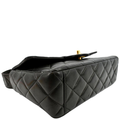 CHANEL Vintage Flap Quilted Leather Shoulder Bag Black