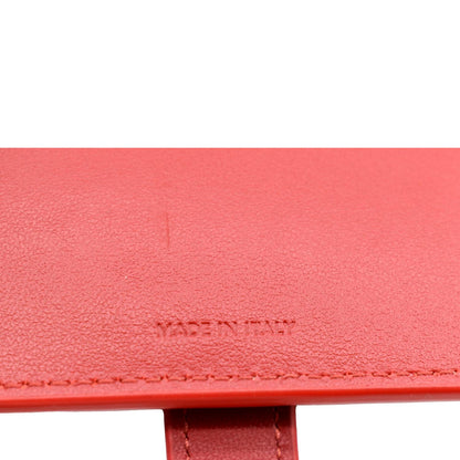 CELINE Medium Strap Grained Calfskin Leather Wallet Red