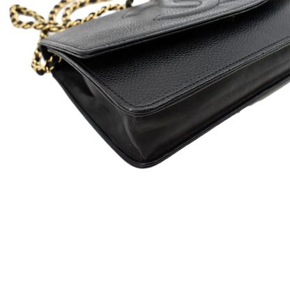 CHANEL Timeless WOC Caviar Leather Wallet on Chain Shoulder Bag Black