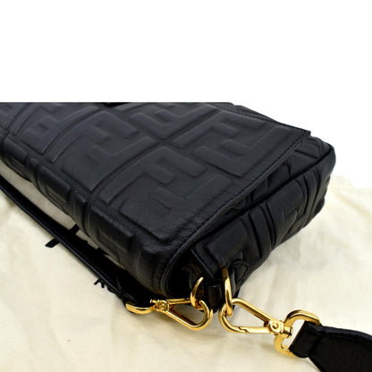 FENDI Baguette Leather Shoulder Bag Black