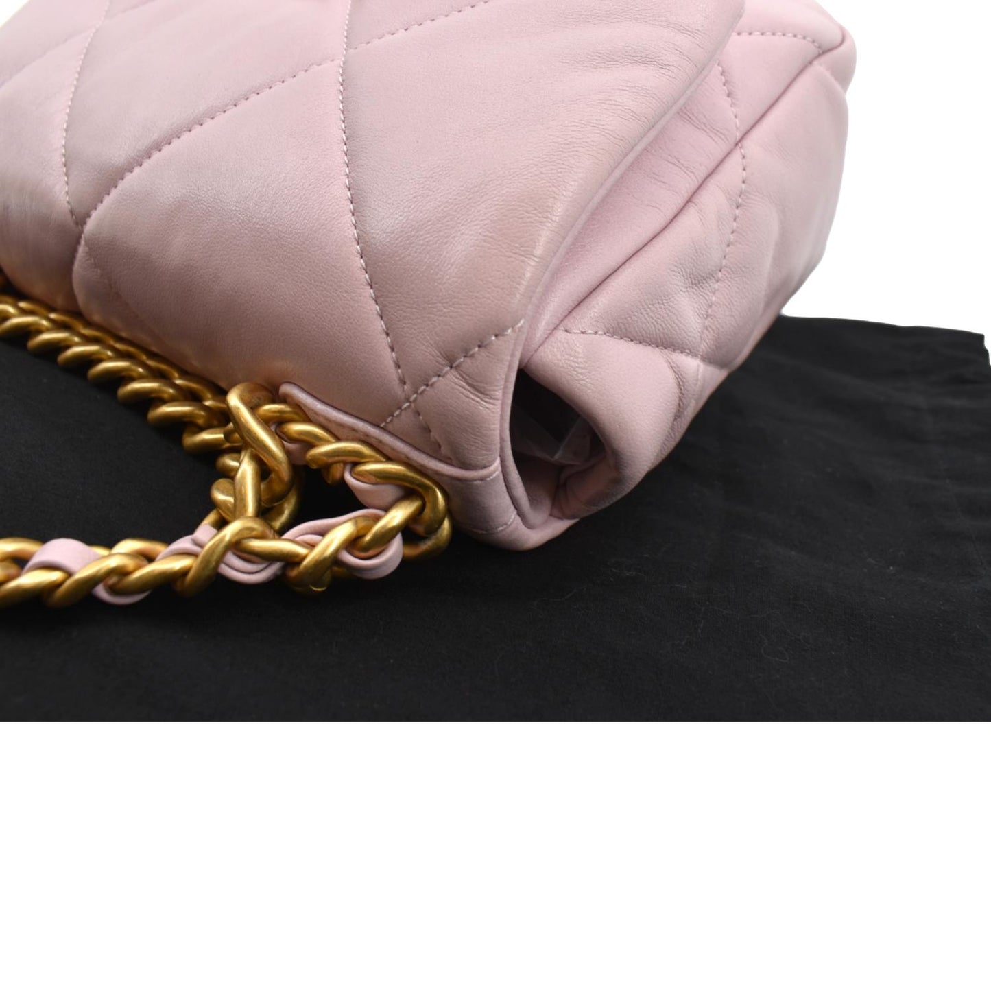 CHANEL 19 Medium Flap Quilted Lambskin Leather Shoulder Bag Pink