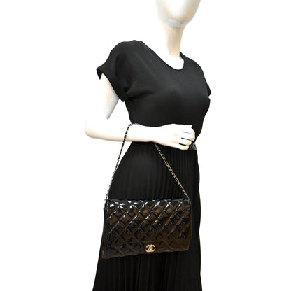 CHANEL Timeless Classic Flap Patent Leather Shoulder Bag Black 17867021
