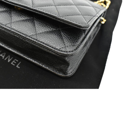 CHANEL CC WOC Caviar Leather Wallet On Chain Shoulder Bag Black