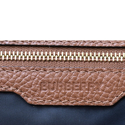 BURBERRY Logo Medium Embossed Leather Tote Bag Tan