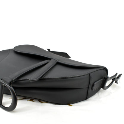 CHRISTIAN DIOR Saddle Leather Satchel Bag Black