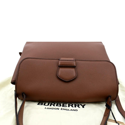 BURBERRY Derby House Check Leather Tote Shoulder Bag Dusty Pink