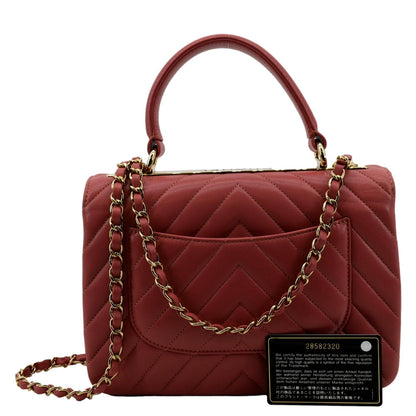 CHANEL Trendy CC Chevron Top Handle Flap Shoulder Bag Light Pink