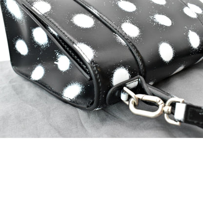 BALENCIAGA Women Hourglass Polka Dot Leather Tote Shoulder Bag Black
