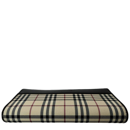 BURBERRY Continental Leather Check Wallet Black