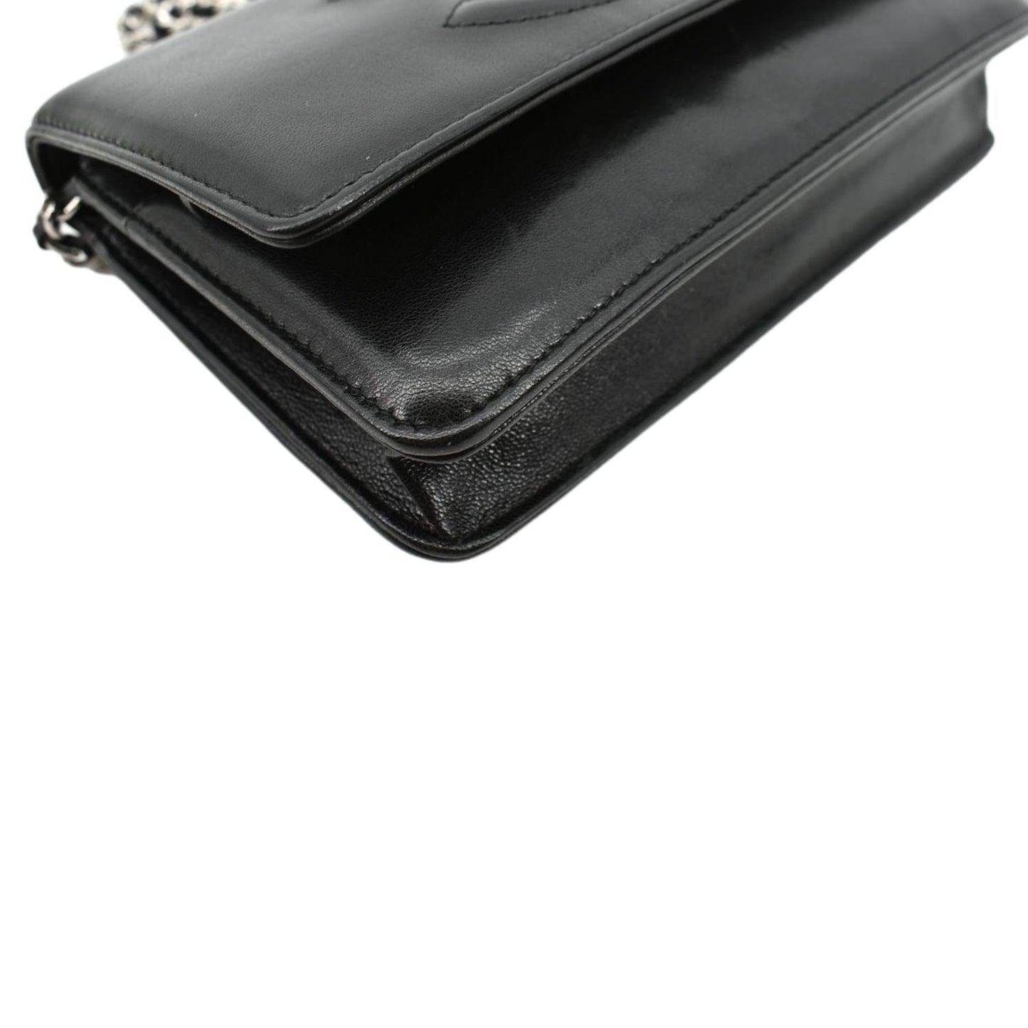 CHANEL Timeless WOC Patent Leather Wallet on Chain Shoulder Bag Black