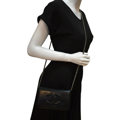 CHANEL Timeless WOC Patent Leather Wallet on Chain Shoulder Bag Black