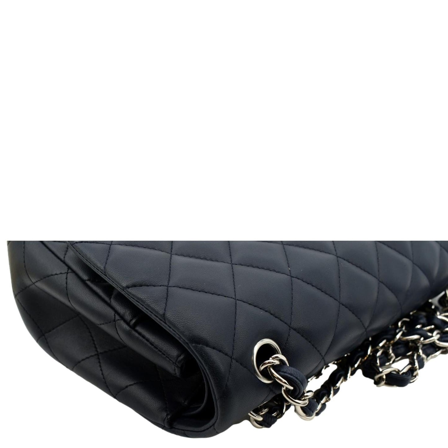 CHANEL Jumbo Double Flap Calfskin Leather Shoulder Bag Navy Blue