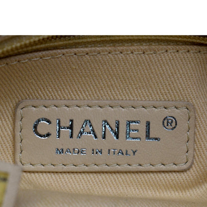 CHANEL Whipstitch Small Flap Suede Shoulder Bag Beige