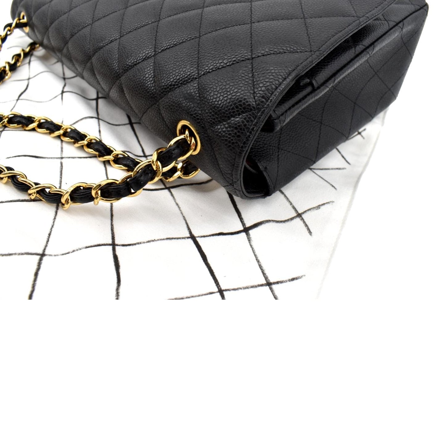 CHANEL Maxi Classic Flap Caviar Leather Shoulder Bag Black