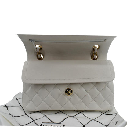 CHANEL Classic Double Flap Small Caviar Leather Shoulder Bag White