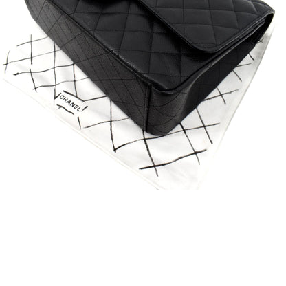CHANEL Maxi Classic Flap Caviar Leather Shoulder Bag Black