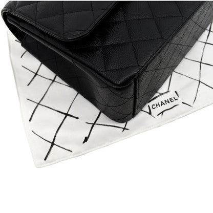 CHANEL Maxi Classic Flap Caviar Leather Shoulder Bag Black