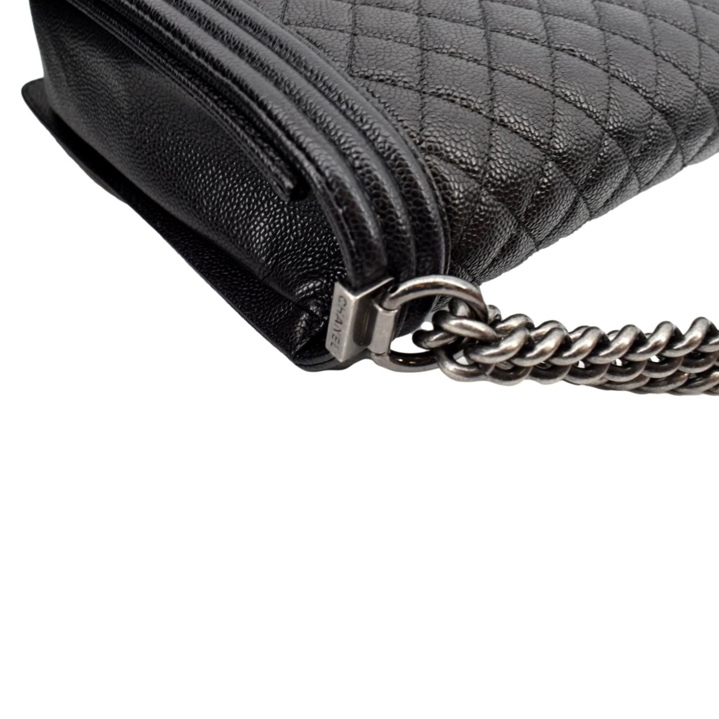 CHANEL Large Boy Flap Leather Shoulder Bag Black