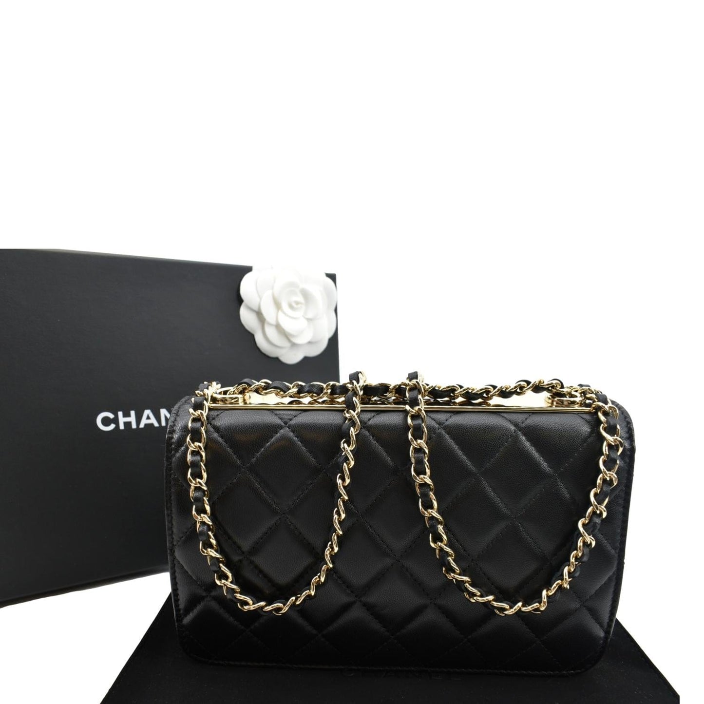 CHANEL Trendy CC Woc Lambskin Leather Crossbody Bag Black