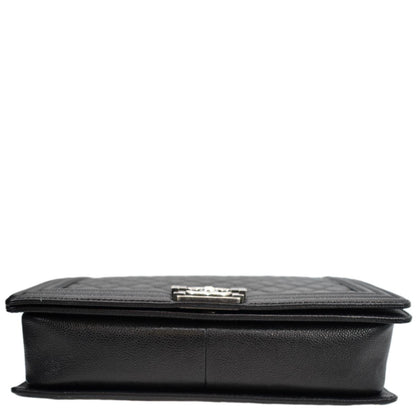 CHANEL Large Boy Flap Leather Shoulder Bag Black
