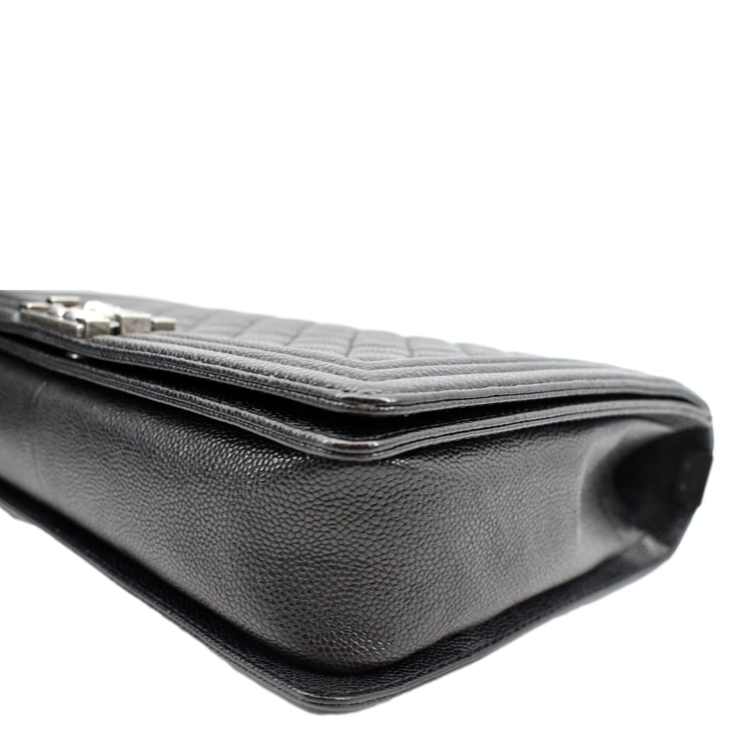 CHANEL Large Boy Flap Leather Shoulder Bag Black