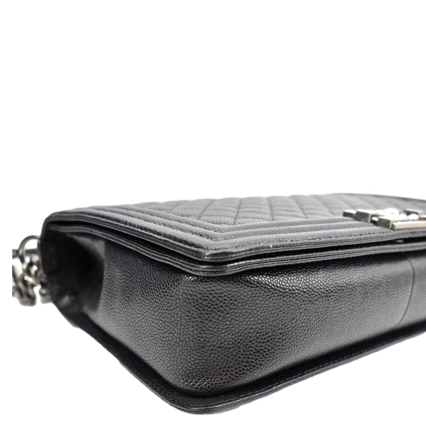 CHANEL Large Boy Flap Leather Shoulder Bag Black