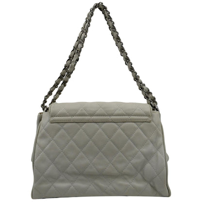 CHANEL Timeless Accordion Flap Caviar Leather Shoulder Bag White