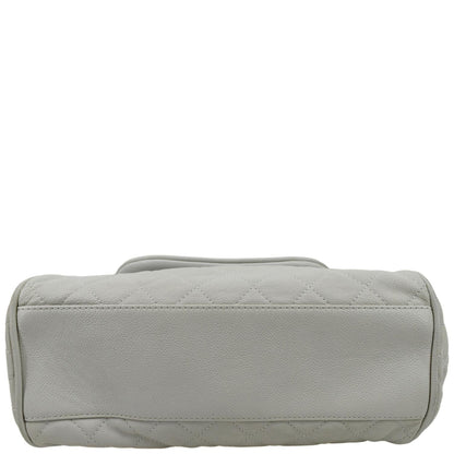 CHANEL Timeless Accordion Flap Caviar Leather Shoulder Bag White