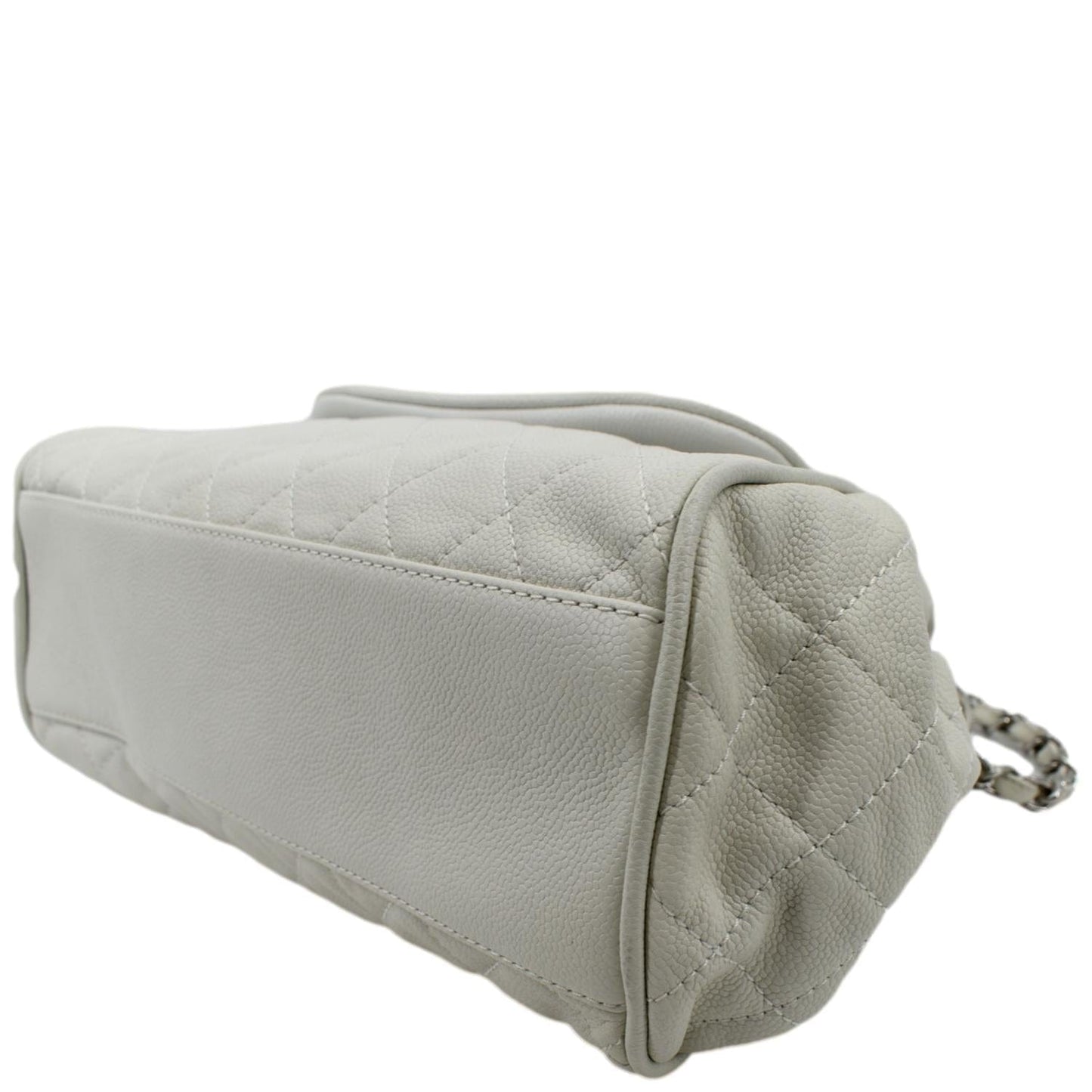 CHANEL Timeless Accordion Flap Caviar Leather Shoulder Bag White