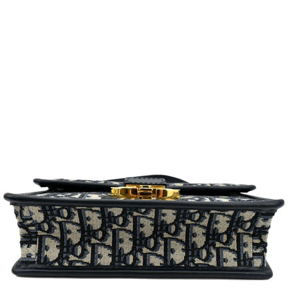 CHRISTIAN DIOR 30 Montaigne Oblique Jacquard Crossbody Bag Blue