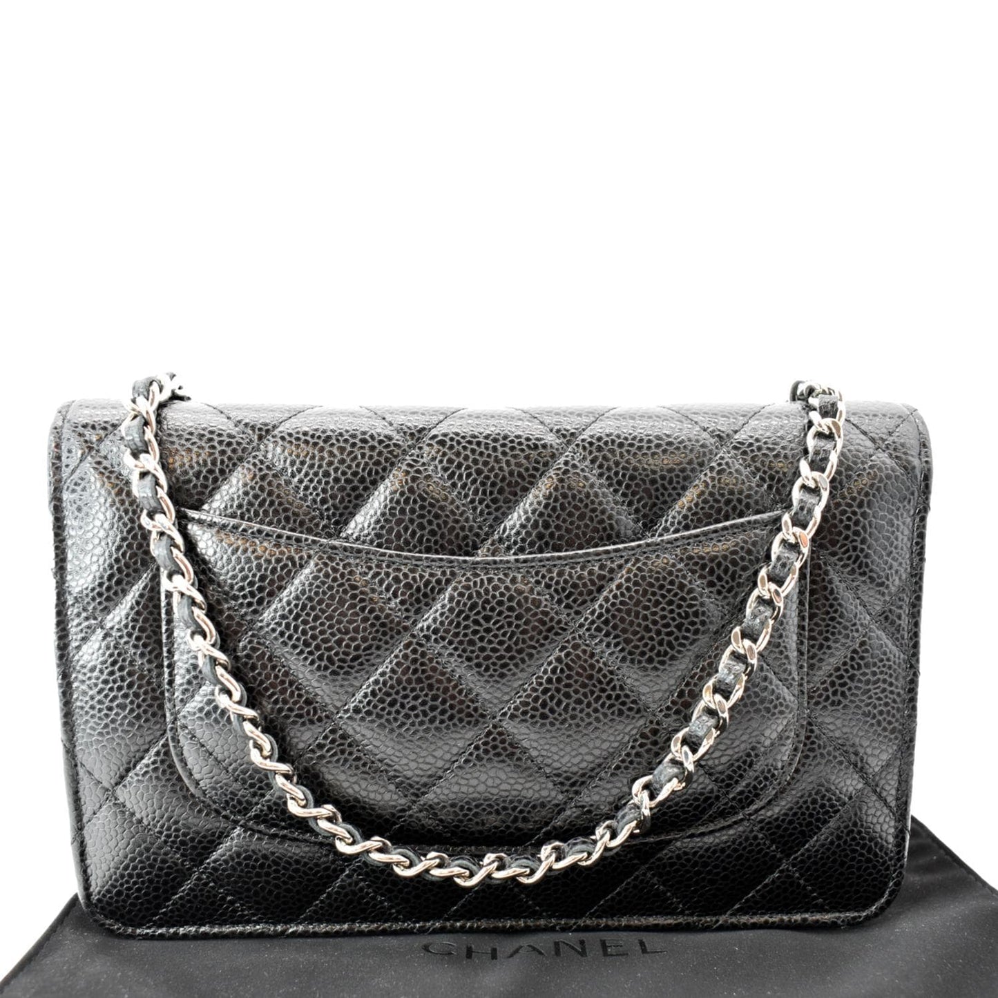 CHANEL CC WOC Caviar Leather Wallet On Chain Crossbody Bag Black