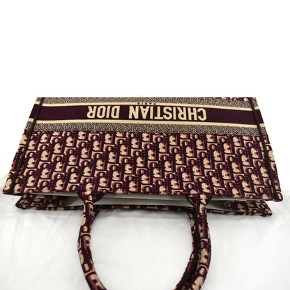 CHRISTIAN DIOR Book Oblique Embroidered Canvas Tote Bag Burgundy - Hot Deals