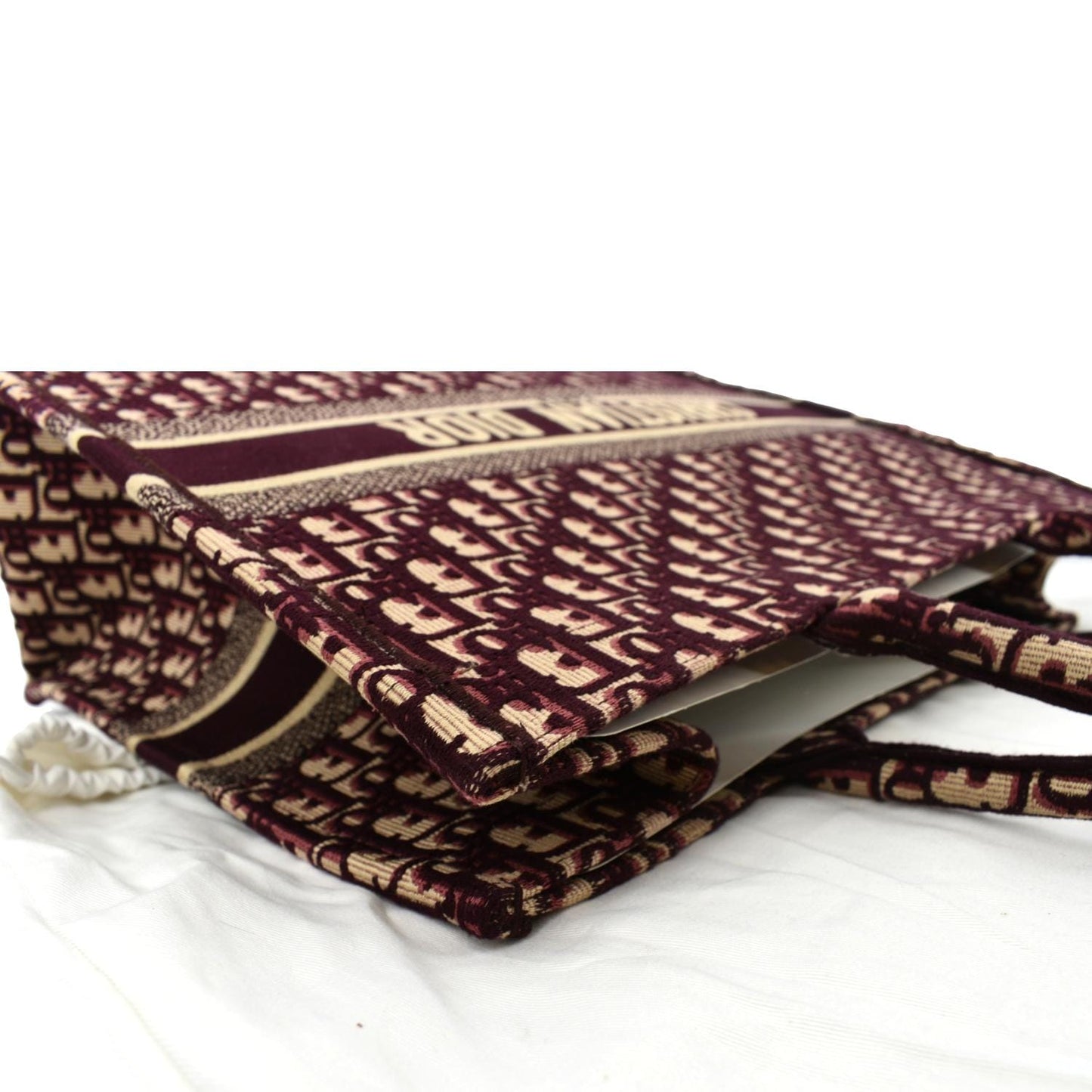 CHRISTIAN DIOR Book Oblique Embroidered Canvas Tote Bag Burgundy - Hot Deals
