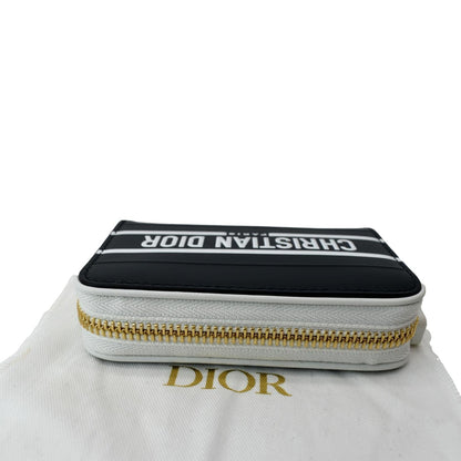 CHRISTIAN DIOR Small Vibe Voyageur Calfskin Leather Card Holder Blue