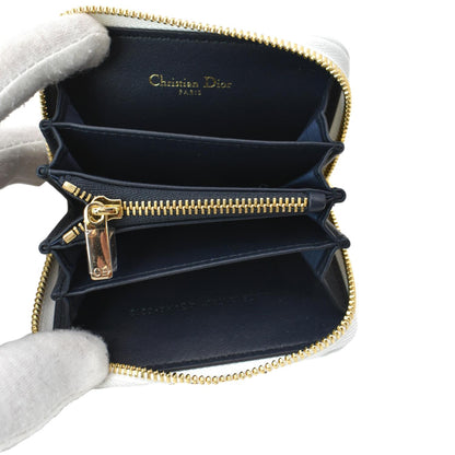 CHRISTIAN DIOR Small Vibe Voyageur Calfskin Leather Card Holder Blue