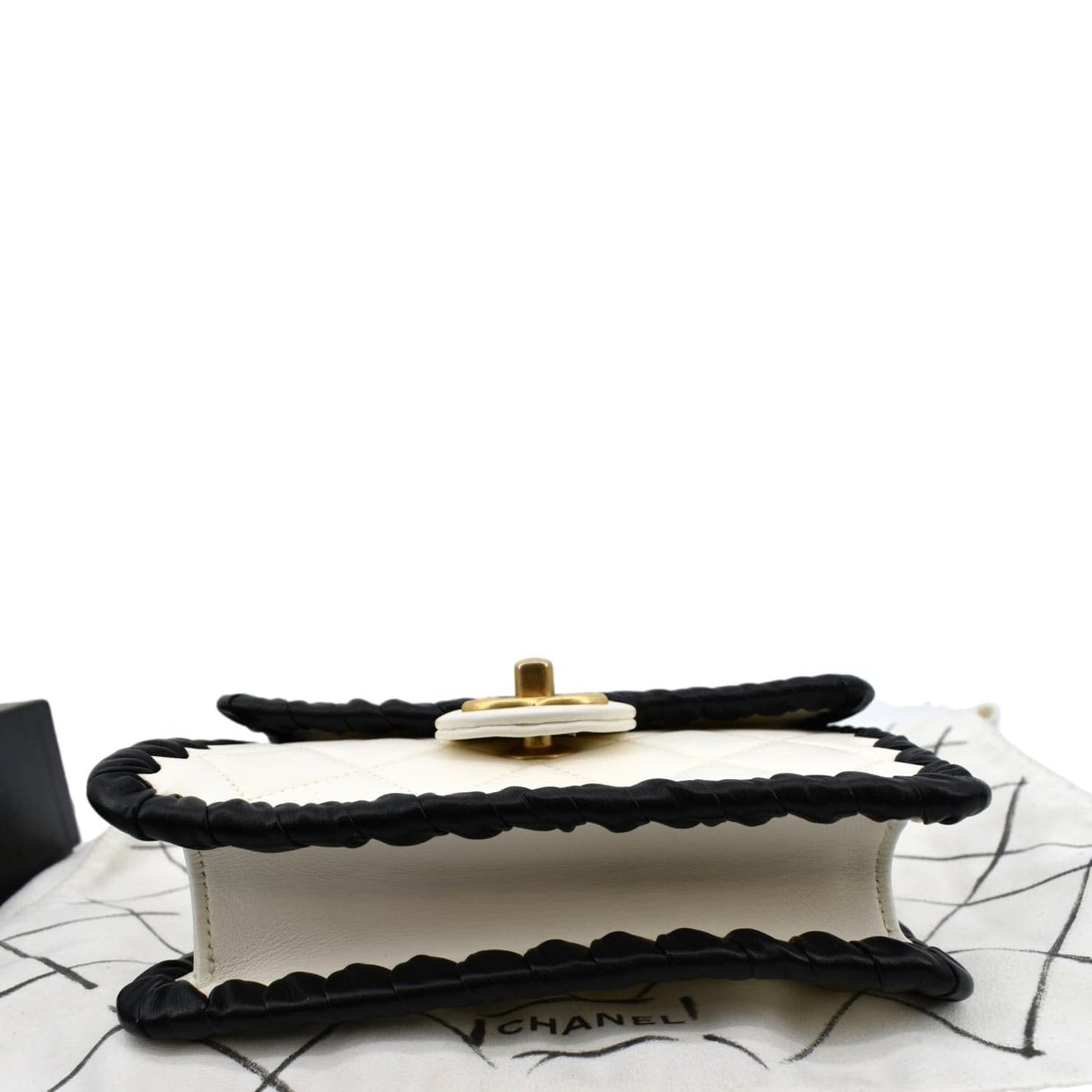 CHANEL Mini My Own Frame Flap Braided Calfskin Shoulder Bag White