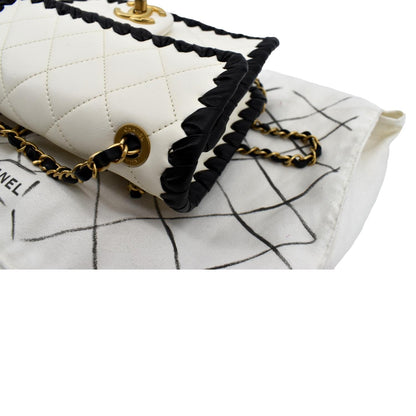 CHANEL Mini My Own Frame Flap Braided Calfskin Leather Shoulder Bag White