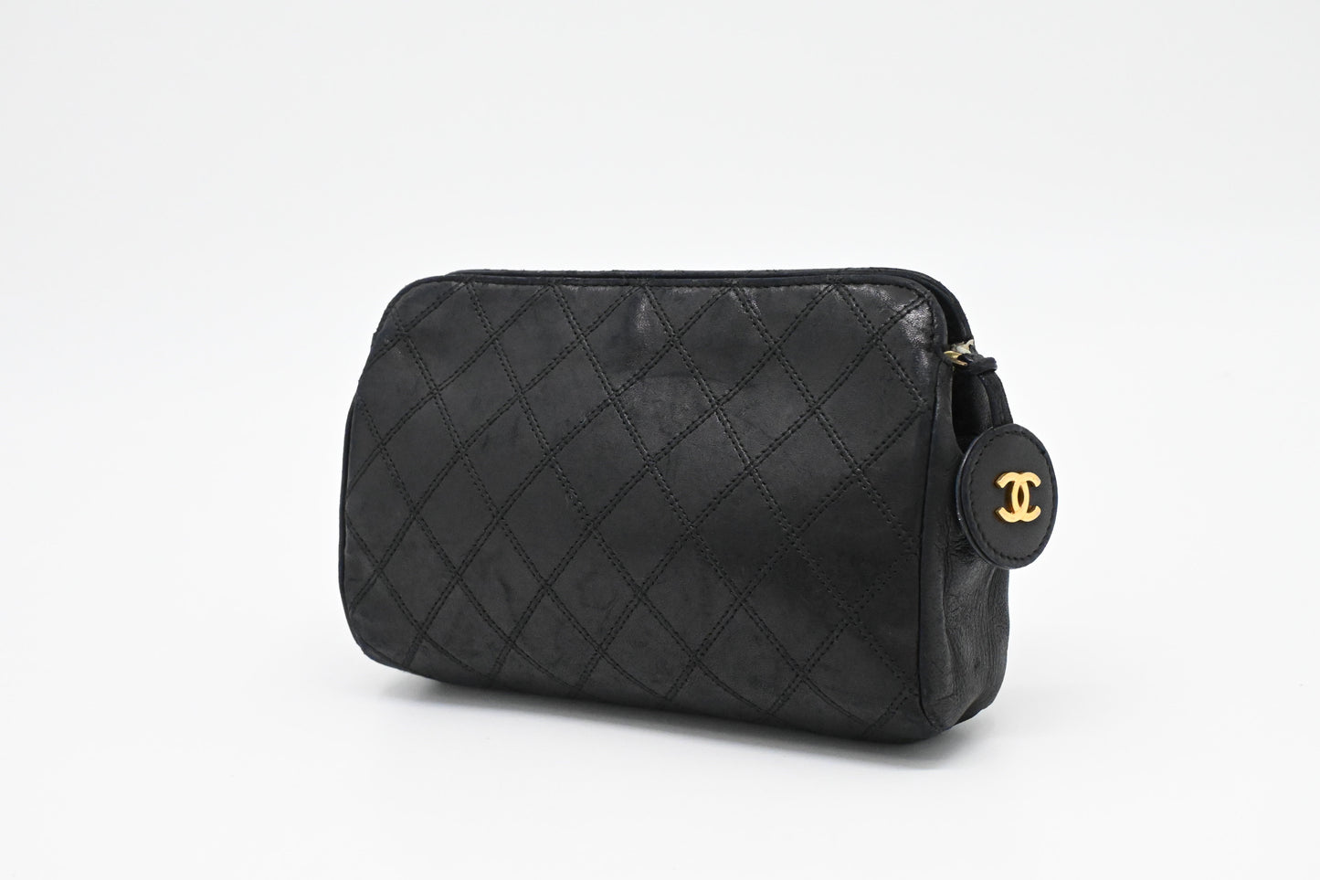 Chanel Pouch in Black MatelassÃ© Leather
