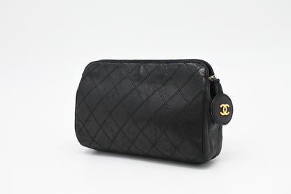Chanel Pouch in Black MatelassÃ© Leather
