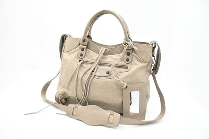 Balenciaga Medium Le City in Beige Arena Leather