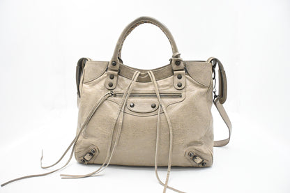 Balenciaga Medium Le City in Beige Arena Leather