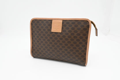 Celine Clutch in Brown Macadam Canvas