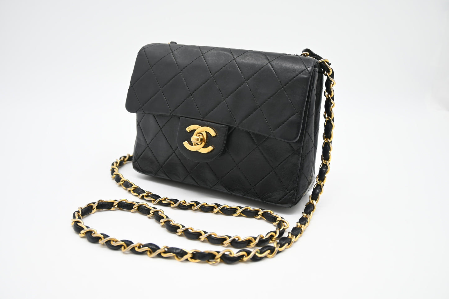 Chanel Mini Square in Black MatelassÃ© Leather