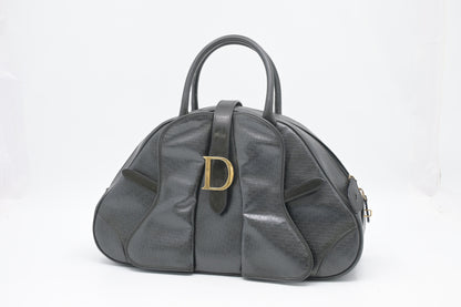 Dior Saddle Bowler in Black Mini Oblique Leather