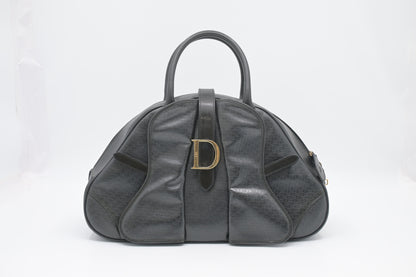 Dior Saddle Bowler in Black Mini Oblique Leather